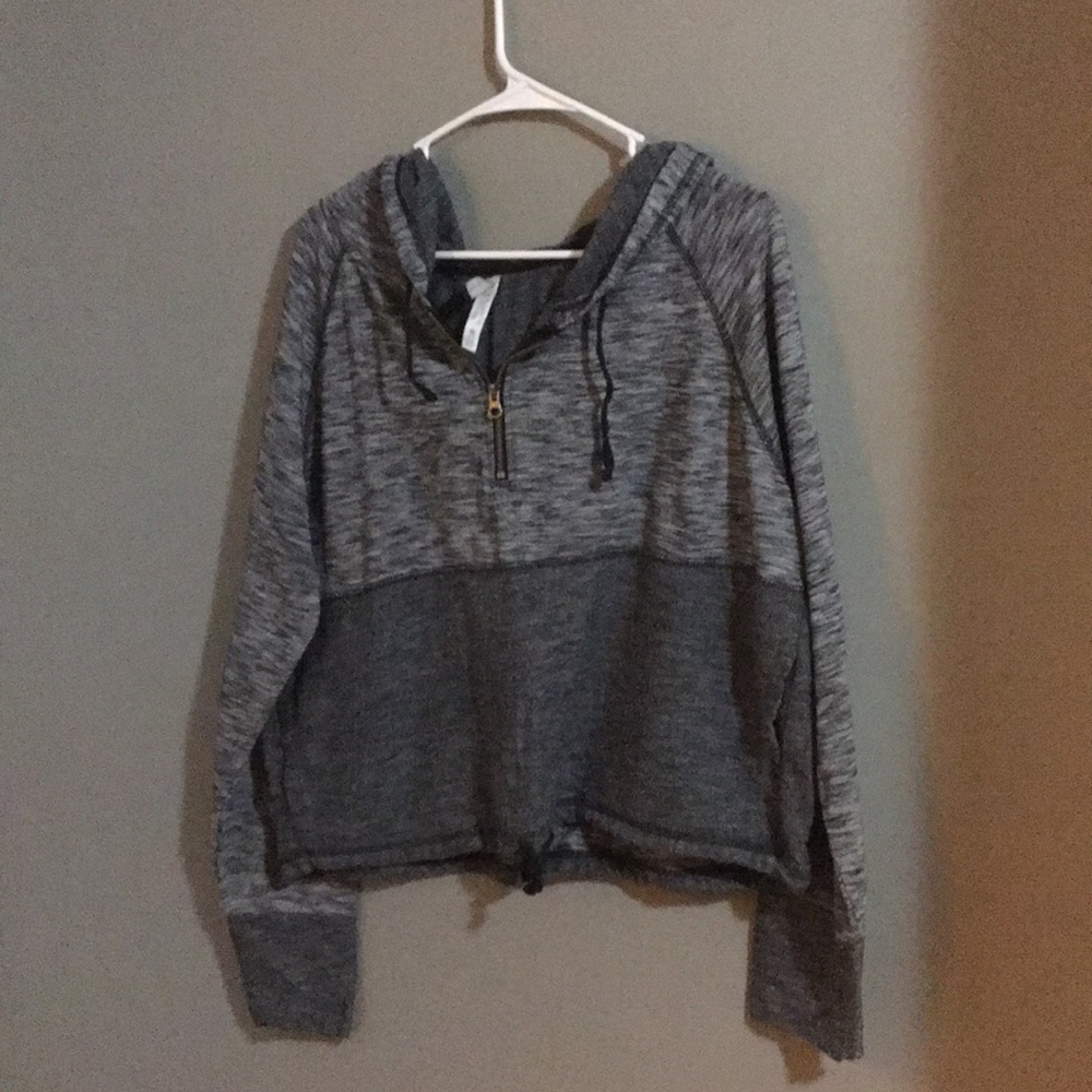 Heather gray quarter zip hooded sweater
